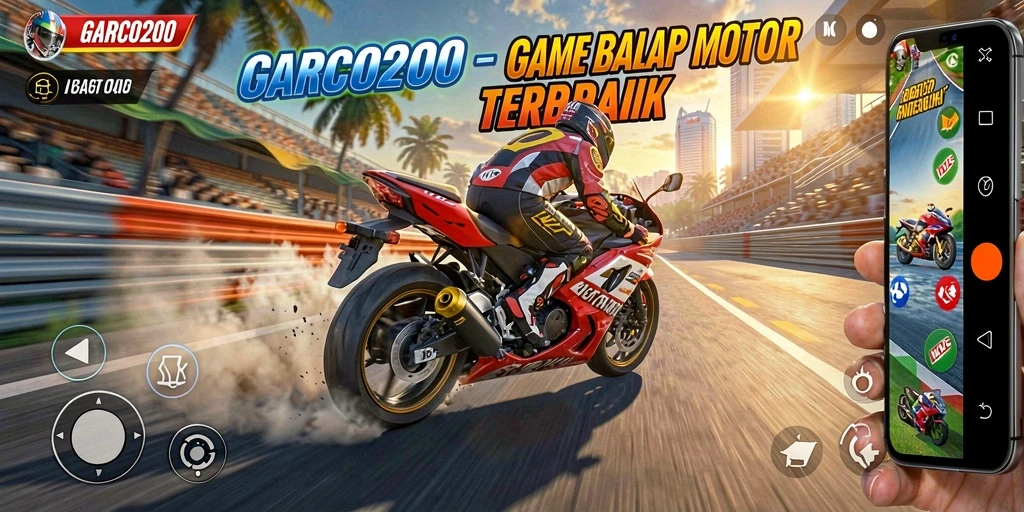 Tampilan gameplay GARCO200 yang seru dan penuh aksi balap motor.