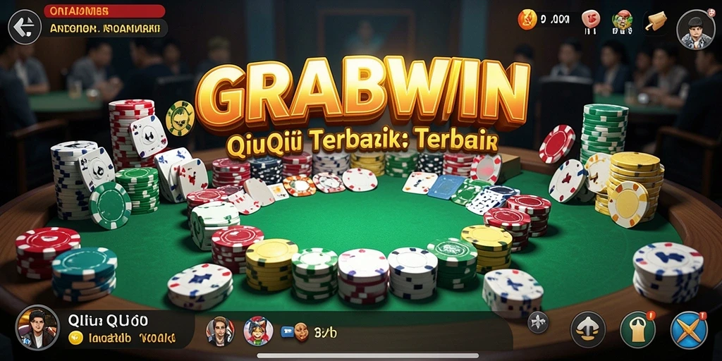 Screenshot utama GRABWIN menampilkan keseruan permainan QiuQiu.