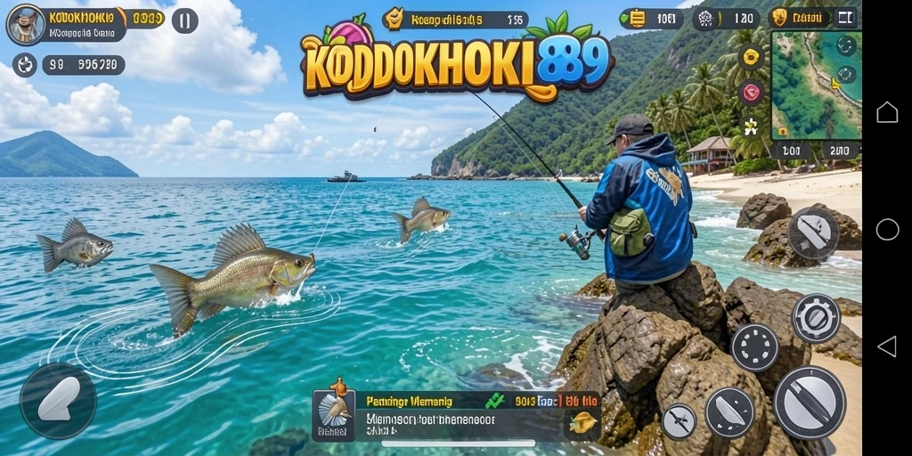 Tampilan gameplay KODOKHOKI889 dengan aksi memancing seru.
