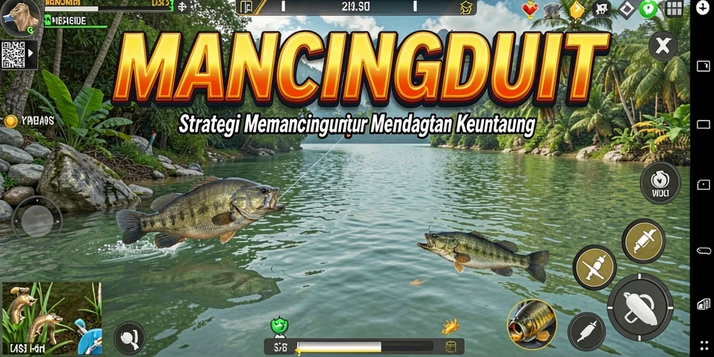 Screenshot MANCINGDUIT menunjukkan aksi memancing yang penuh strategi.