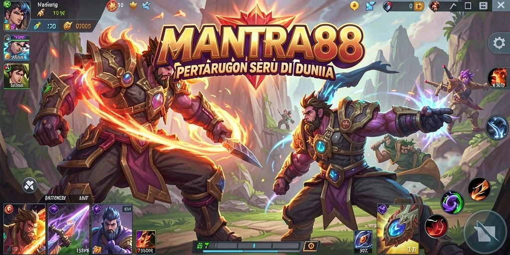 Tampilan gameplay seru dari MANTRA88 dengan pertarungan tim yang mendebarkan.